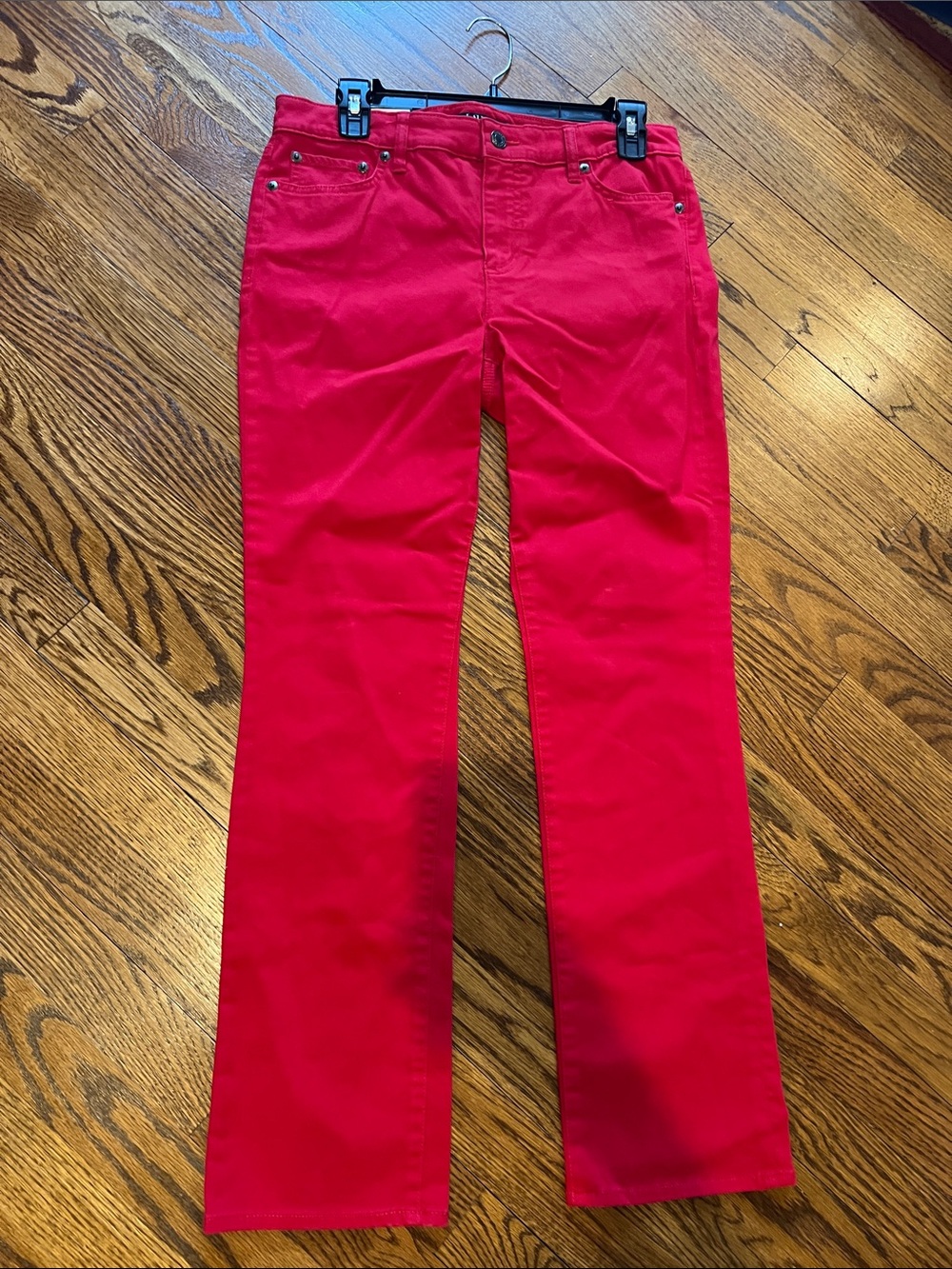 Lauren Ralph Lauren Red Straight-Leg Jeans, NWT, 10P (Velvet feel)